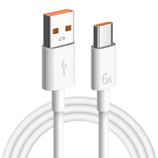 1M USB C Super Charger Cable for Mobile Phones Smart Fast Charging Data Cord for Android iPhone 6A Current USB Type 2.0 TYPE-C