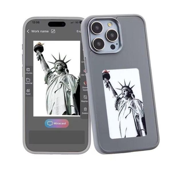 Cheap Custom Smart Nfc Color E-ink Mobile Phone case for iphone 15 14 13 Pro Max Creative Phone Back Projection Diy Phone Case