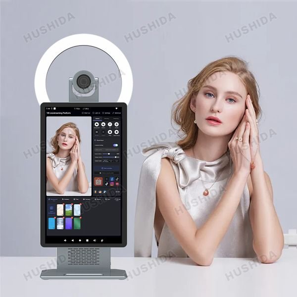 HUSHIDA 15.6 Inch Screen Live Streaming All in One Machine 4k Livestream 50mp Camera Facebook and youtube