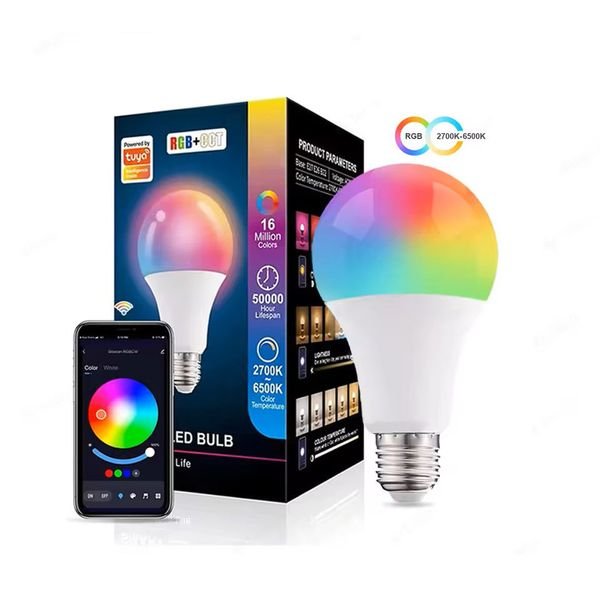 Tuya Smart Bulb 9W E27 RGB+CW+WW Dimmable, Anti-Theft Simulation, Android/Google Home/Alexa, AC85-265V