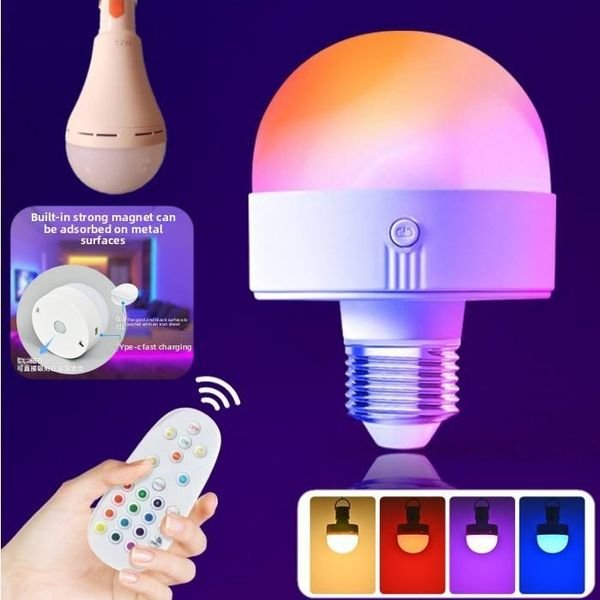 Modern Design RGB LED Bulbs Smart Rechargeable Color-Changing Battery Operated Dimmable Remote Control Wholesale E26/E27 Bedroom