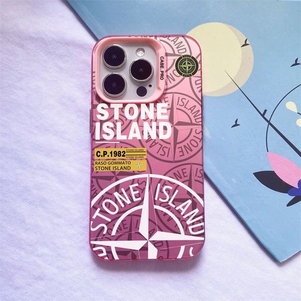 Gradient Stone Island Phone Case for iPhone 11 12 Mini 13 14 15 Pro Max Fashion Colorful Shell Case