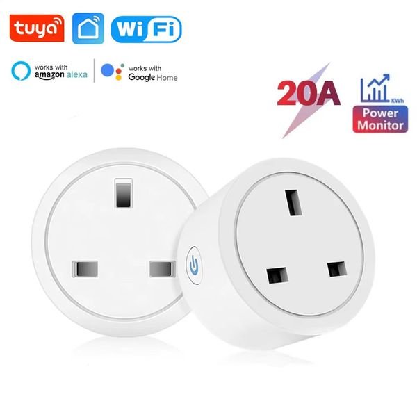 20A 16A UK Plug TUYA WIFI Smart Socket With Power Monitor Voice Control Timing Home Power Socket Works with Alexa Google Home