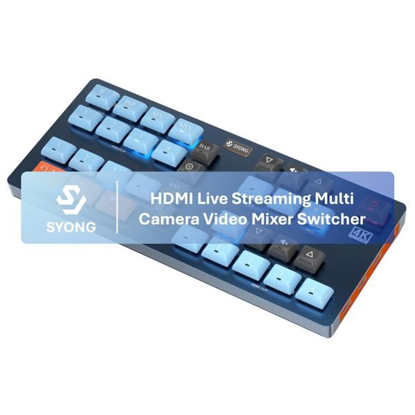 SYONG 4K HDMI Live Streaming System Multi Camera Video Mixer Switcher Support Aux Microphone Equipment for Live Broadcast