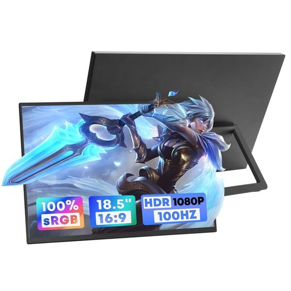 GBOLE 18.5inch Portable Monitor for Laptop,1080P Laptops Monitors 100Hz HDR Travel External Screen for PC,Xbox,PS3/4/5