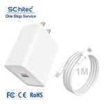 Schitec one stop 2 Packs PD 20W USB Charger US Charge Plug with USB C Cable Fast Charging for Mobile Phone Charge