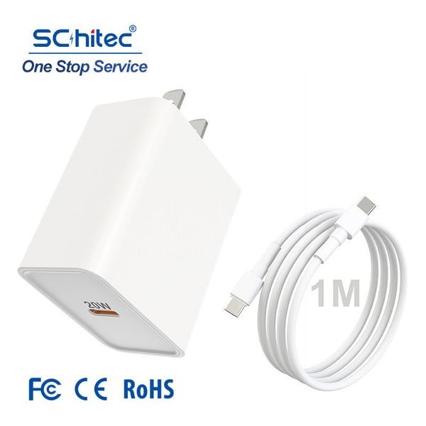 Schitec one stop 2 Packs PD 20W USB Charger US Charge Plug with USB C Cable Fast Charging for Mobile Phone Charge