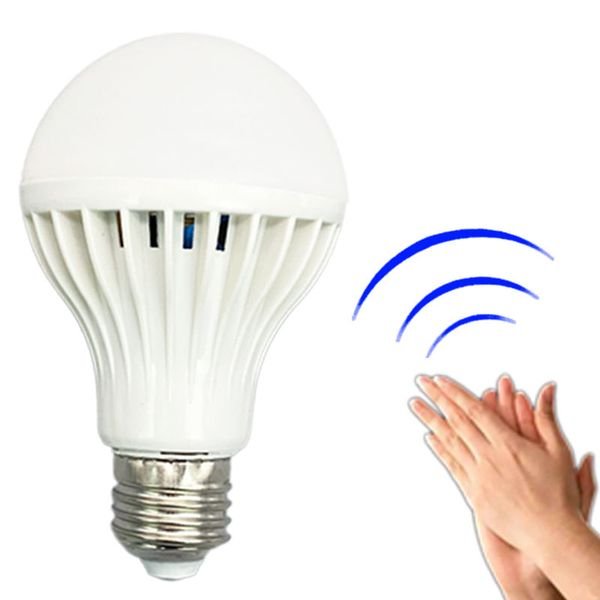 E27 Smart Voice Lighting Control Motion Sensor Led Bulb Corridor Stairs Sound Control Auto Turn On/off Light LED Bulb